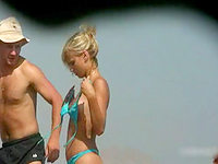 Hot bikini girls are entertaining on the beach having no idea to be recorded!