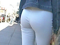 If you like checking out hot women in jeans, you'll love this video! I noticed this sexy brunette in extra tight butt pants in a shoe shop