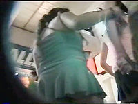 The spy camera was working in the shop from time to time recording the girls in short short skirts flashing upskirts